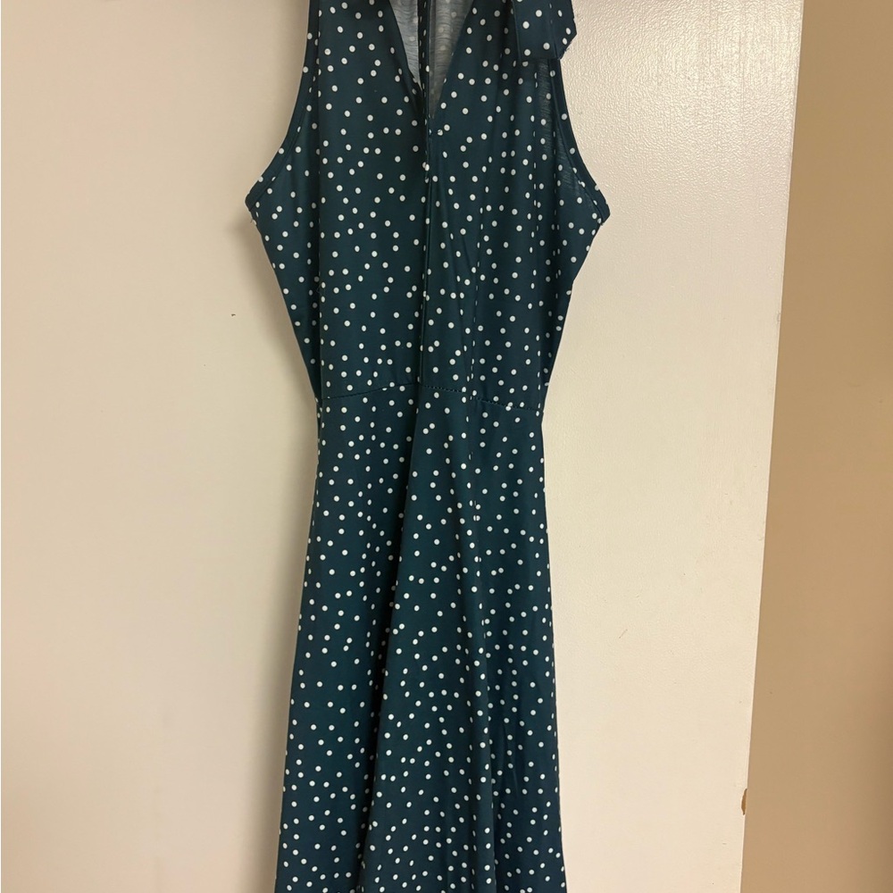 Polka Dot Sleeveless Dress - Teal